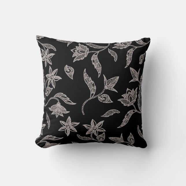 Black and White Minimalist Nature Throw Pillow (Front)