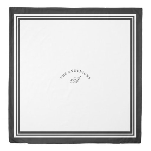 Black and White Minimalist Personalized Monogram   Duvet Cover