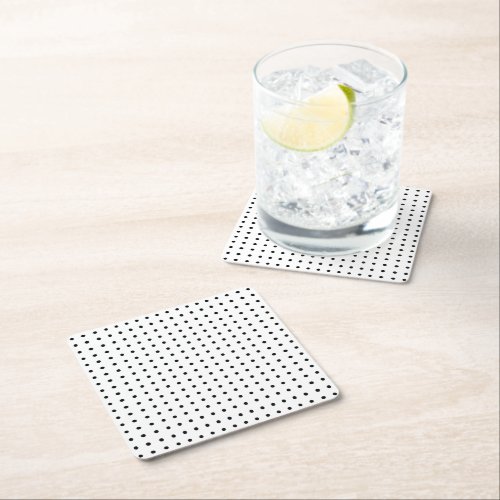 Black and White Minimalist Polka Dots g1 Square Paper Coaster