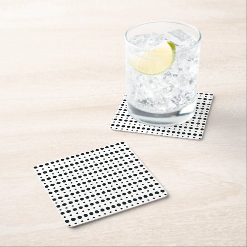 Black and White Minimalist Polka Dots g9 Square Paper Coaster