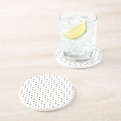 Black and White Minimalist Polka Dots h11 Coaster