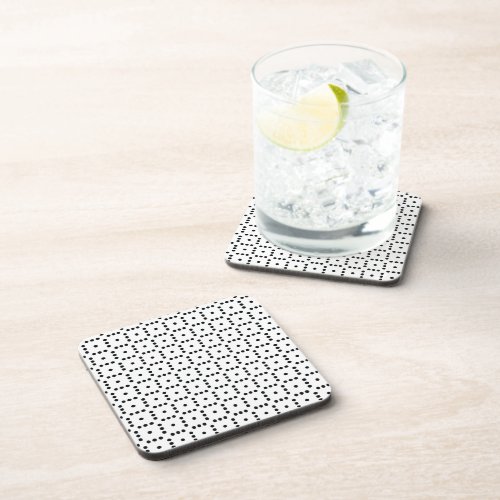 Black and White Minimalist Polka Dots h3 Beverage Coaster