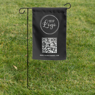 Black and White Minimalist QR Code Garden Flag