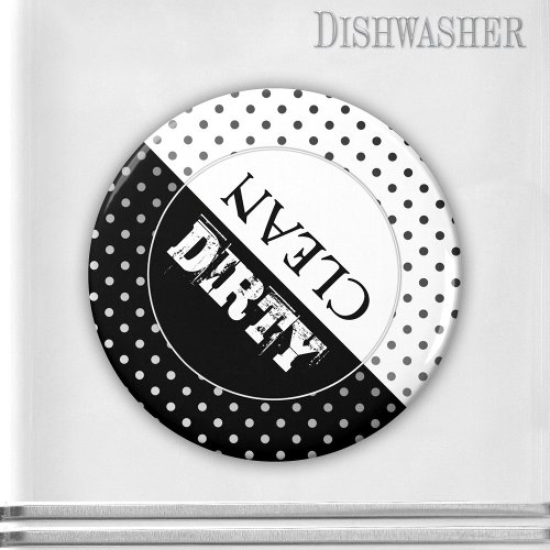 Black and White Minimalist Retro Dishwasher Magnet