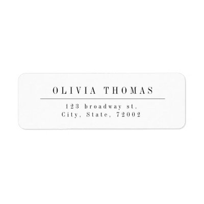 Black and white minimalist return address label | Zazzle
