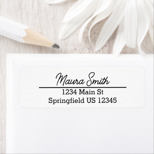 Black and white minimalist return address labels