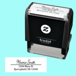 Black and white minimalist return address labels self-inking stamp
