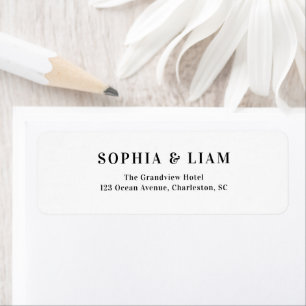 Black and White Minimalist Script Wedding Address Label
