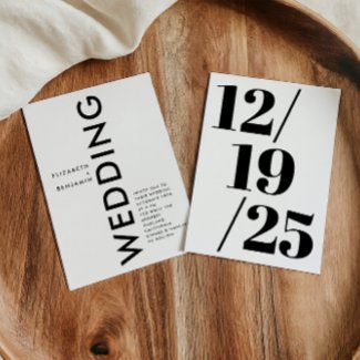 Black and White Minimalist Simple Bold Wedding