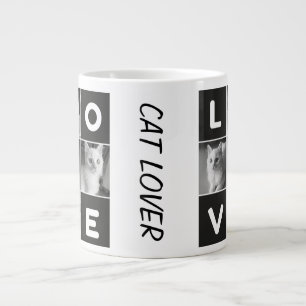 Black and White Minimalist Simple CAT Lover Giant Coffee Mug