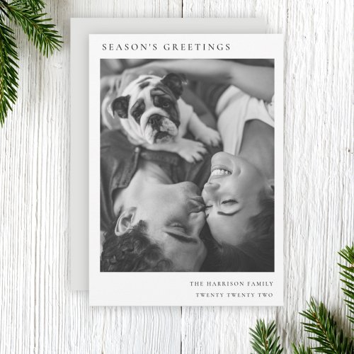 Black and White Minimalist Simple Christmas Photo Holiday Card