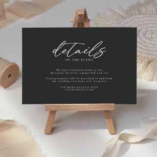 Black and White Minimalist Simple Wedding Details Enclosure Card
