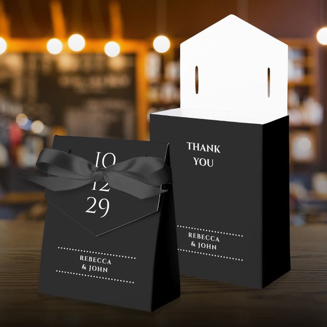 Black And White Minimalist Special Date Wedding Favor Boxes (Black And White Minimalist Special Date Wedding Favor Boxes)