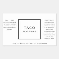 Black and White Minimalist Spice Blend Gift Label