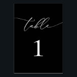 Black and White Minimalist Table Number<br><div class="desc">Beautiful,  elegant,  modern and minimalist,  table number card. Fully customizable. **PLEASE NOTE: To order,  simply adjust your table number and add each number to your cart separately. Then check out once you are finished.</div>