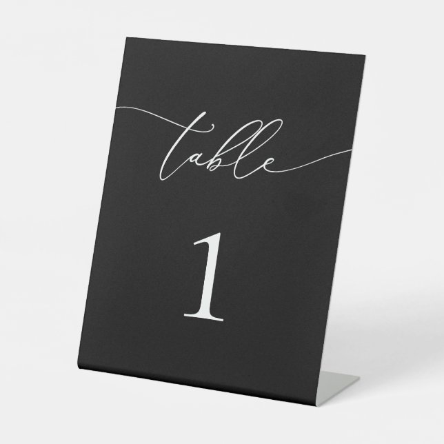 Black and White Minimalist Table Number Pedestal Sign (Front)