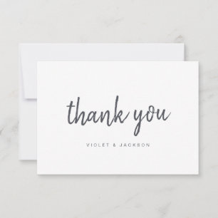 Black and white minimalist thank you script card
