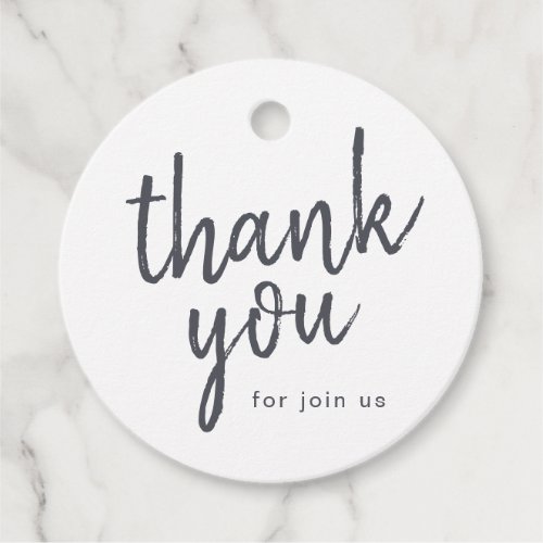 Black and white minimalist thank you script favor tags