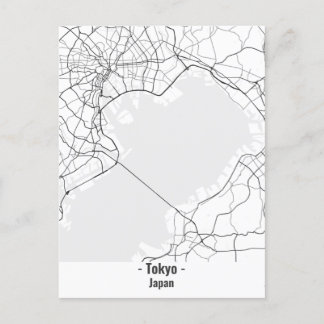 Black and White Minimalist Tokyo City Postcard