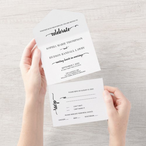 Black and White Minimalist Typography All In One Invitation