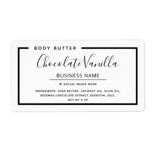 Black and white minimalist typography product labe label