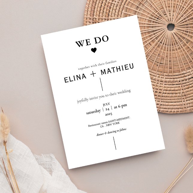 Black and white Minimalist We do wedding  Invitation (Creator Uploaded)