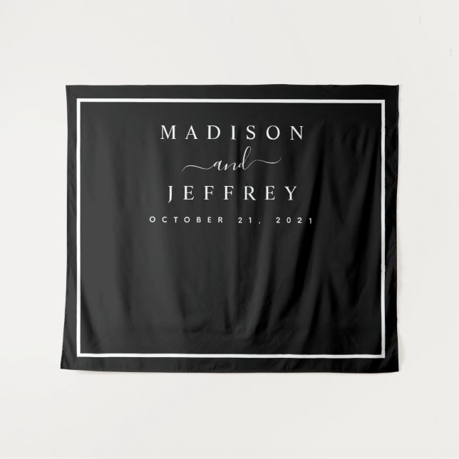 Black and White Minimalist Wedding Backdrop (Front (Horizontal))