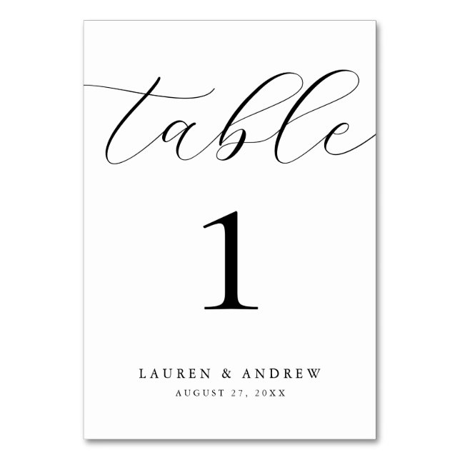 Black and White Minimalist Wedding | Event Custom  Table Number (Front)