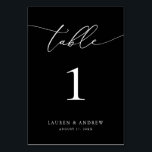 Black and White Minimalist Wedding | Event Custom Table Number<br><div class="desc">(**PLEASE NOTE: To order,  simply adjust your table number (and name/date) and add each number to your cart separately. Then check out once you are finished.) Beautiful,  elegant,  modern and minimalist,  table number card. Fully customizable with your names (or Event Name) and Date.</div>