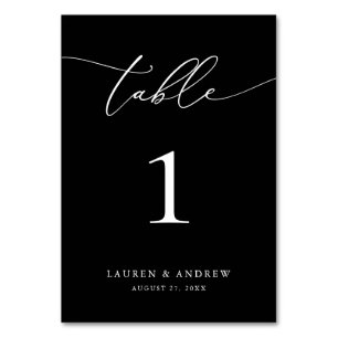 Black and White Minimalist Wedding Event Custom Table Number