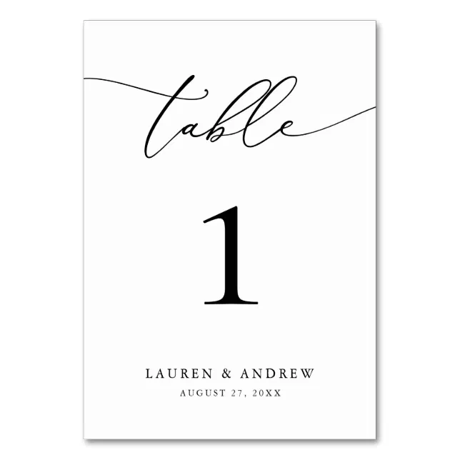 Black and White Minimalist Wedding | Event Custom Table Number | Zazzle