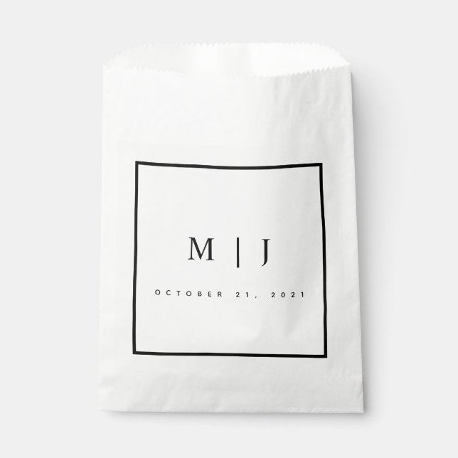 Black and White Minimalist Wedding  Favor Bag (Front)
