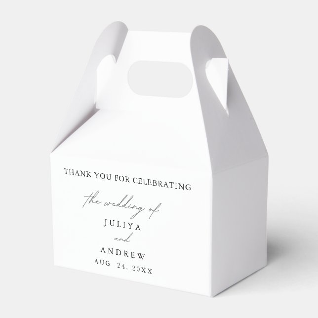 Black and white minimalist wedding favor boxes (Front Side)