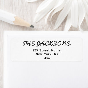 Black And White Minimalist Wedding Handwriting Label