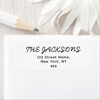 Black And White Minimalist Wedding Handwriting Label