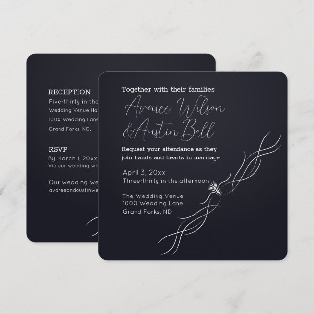 Black and White Minimalist Wedding  Invitation (Front/Back)