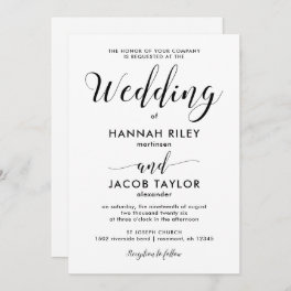 Black and White Minimalist Wedding Invitation