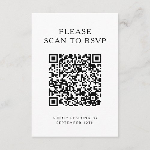 Black And White Minimalist Wedding OR Code Enclosure Card