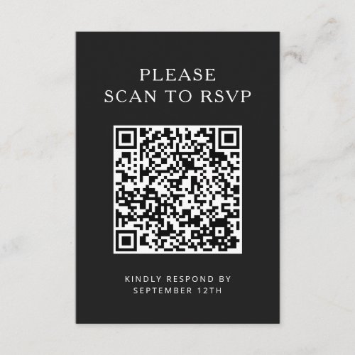 Black And White Minimalist Wedding QR Code Enclosure Card