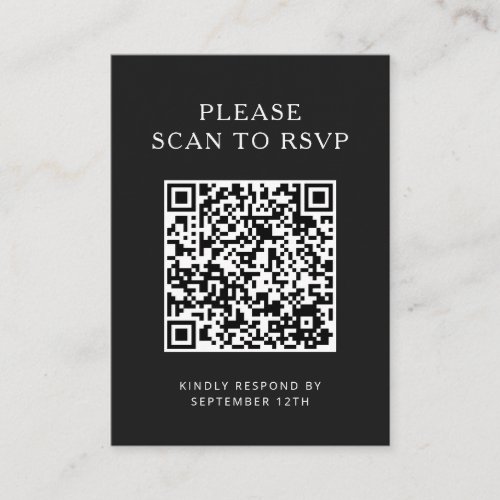 Black And White Minimalist Wedding QR Code Enclosure Card