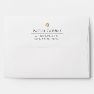 Black and white minimalist wedding return address envelope