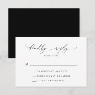Black and White Minimalist Wedding RSVP Card