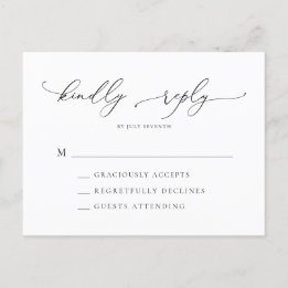 Black and White Minimalist Wedding RSVP Postcard