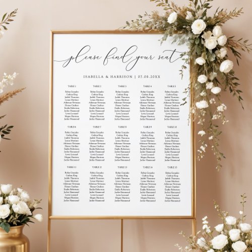 Black and White Minimalist Wedding Seating Chart