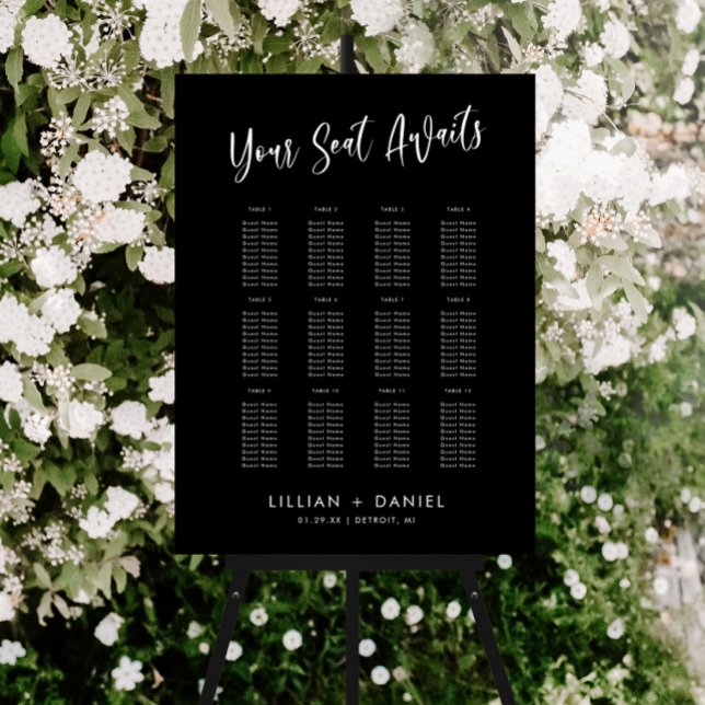 Black and White Minimalist Wedding Seating Chart   Foam Board (Creator Uploaded)