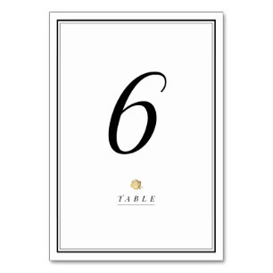 Black and white minimalist wedding table card