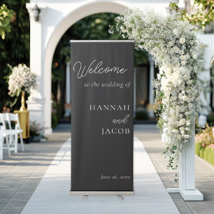 Black and White Minimalist Wedding Welcome Retractable Banner