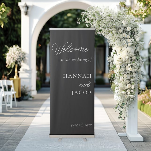 Black and White Minimalist Wedding Welcome Retractable Banner (Creator Uploaded)