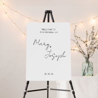 Black and White Minimalist Wedding Welcome Sign