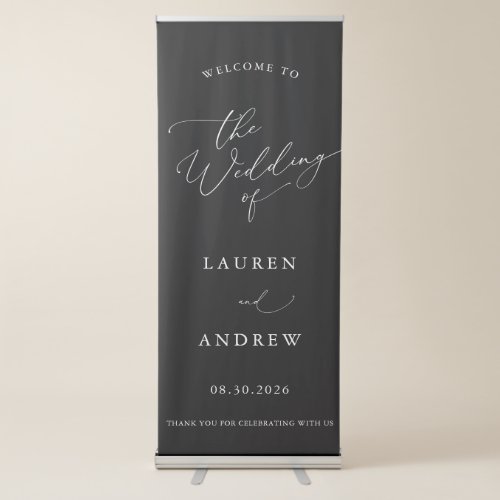 Black and White Minimalist Welcome to Our Wedding  Retractable Banner